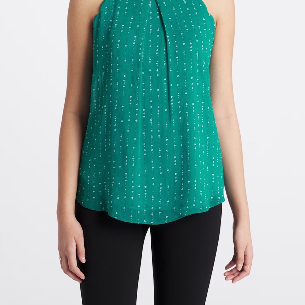 Vibrant Green Sleeveless Blouse with White Specks